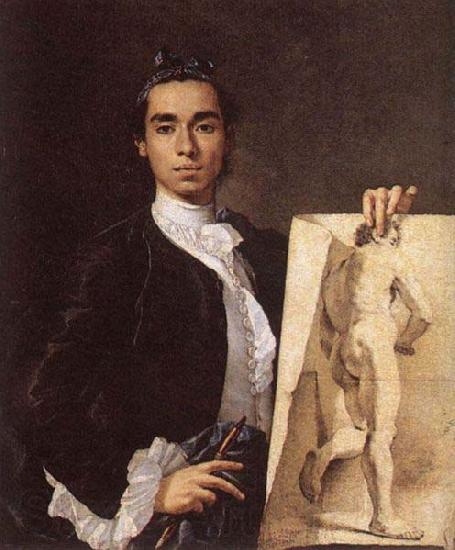 Luis Egidio Melendez Detail of Self-portrait Holding an Academic Study. Norge oil painting art